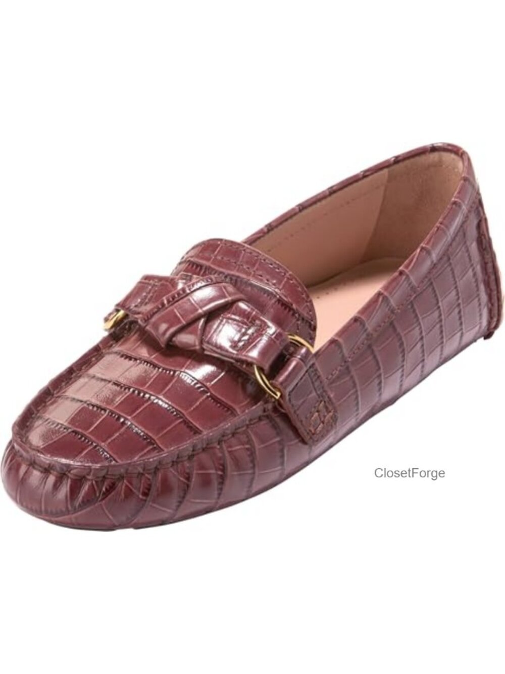 Women's Leather Driving Flats with Knot Detail